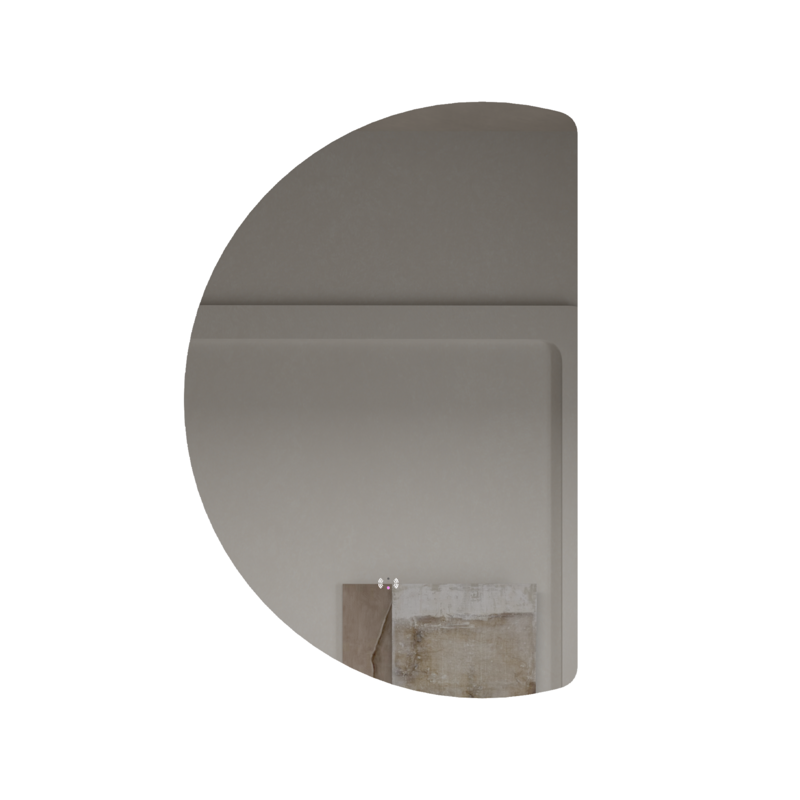 [86138/HM10066BM-R] 665x1000mm Half-Moon 3 Color Backlit LED Mirror with Touchless Sensor Switch, Flat Right Side