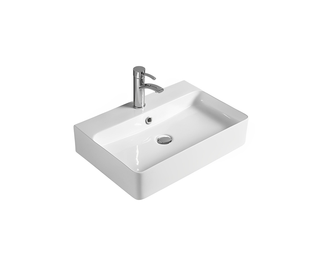 [55508] 710*425*135mm Gloss White Kliff Fine Ceramic Wall Hung/Above Counter Basin Tap Hole With Overflow,32mm Waste