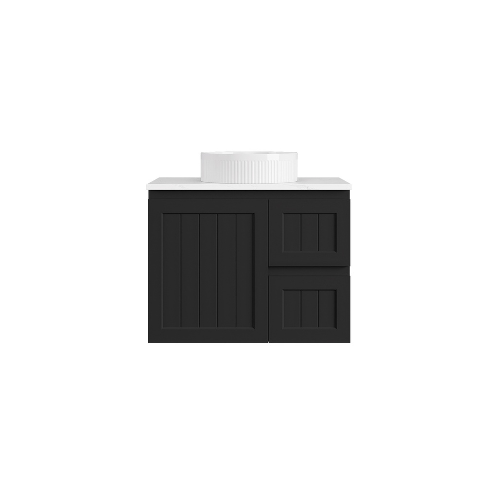 740*360*560mm Matte Black Archill Federation Wall Hung Ensuite PVC Cabinet Right Hand Drawer