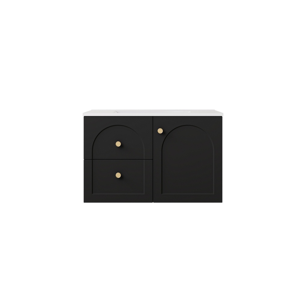 740*455*470mm Matte Black Chester Federation Wall Hung PVC Cabinet,Left Hand Drawers