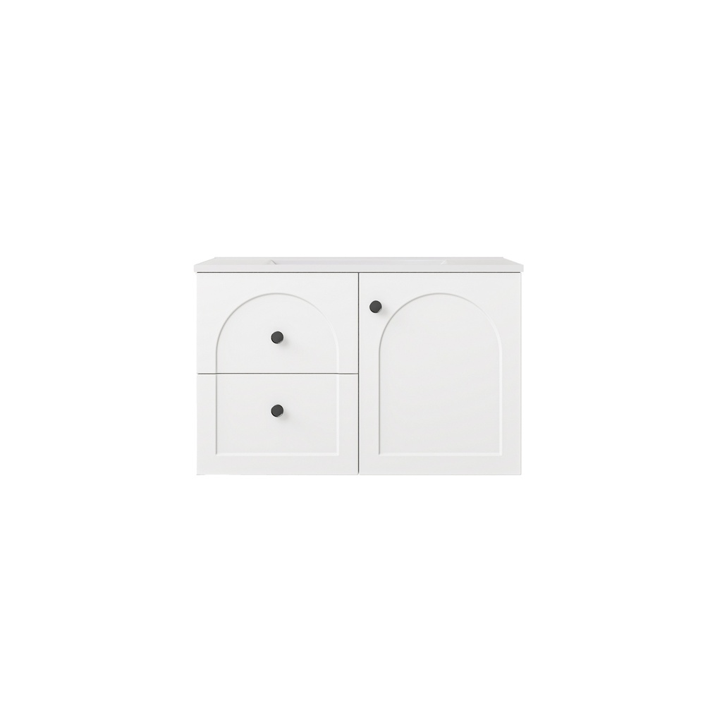740*455*470mm Matte White Chester Federation Wall Hung PVC Cabinet,Left Hand Drawers