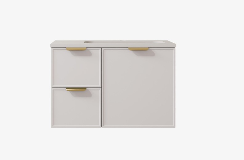 [56453] 740*455*560mm Matte White Madura Federation Wall Hung PVC Cabinet,Left Hand Drawers