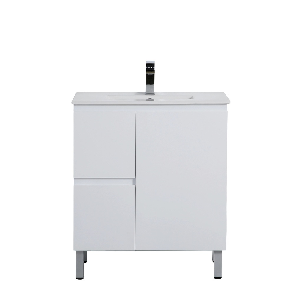 [56856] 740*455*860mm Gloss White Alpha Free Standing PVC Vanity,Left Hand Drawers