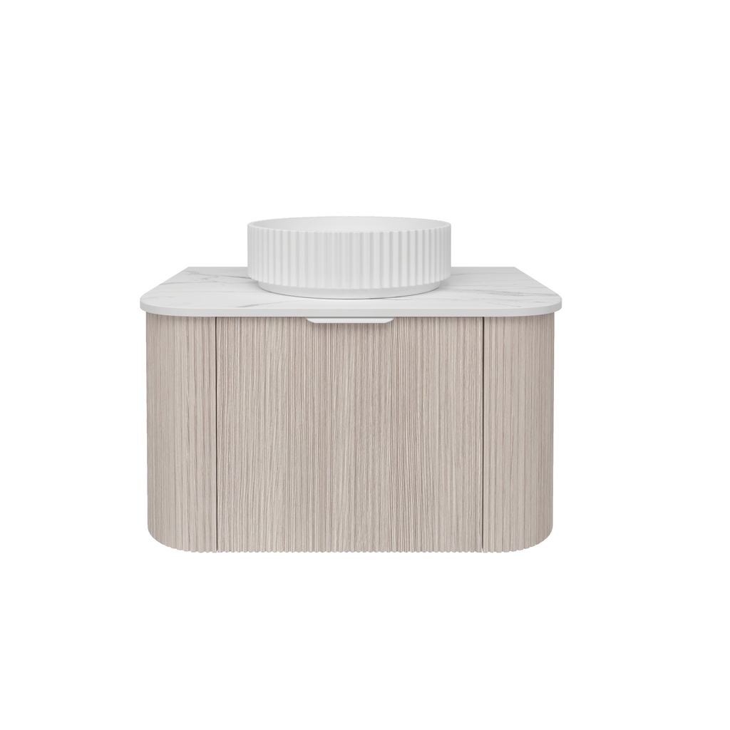 [56506] 740*493*400mm Costal Oak Agena Fluted Wood Grain Wall Hung Vanities Soft Closing Drawer Pull Out With Handle