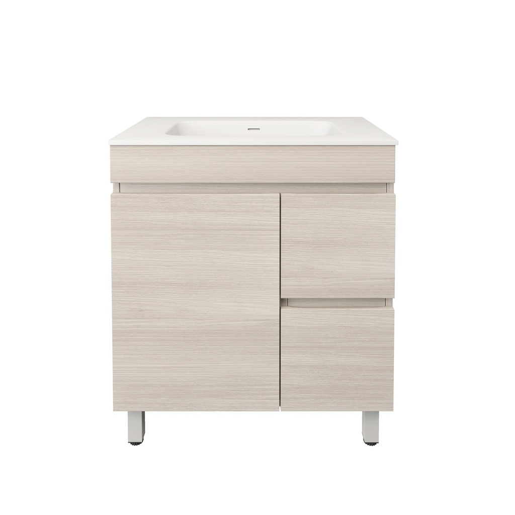 [56581] 740X455X710mm Camden Modern Free Standing Cabinet Coastal Oak,Soft Closing Finger Pull Door,Right Hand Drawers