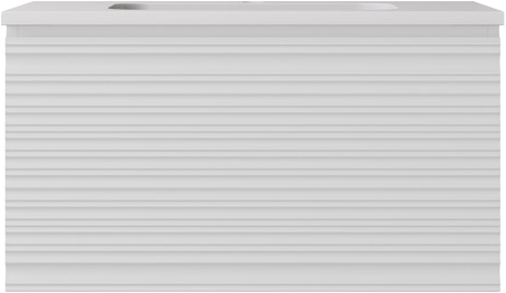 [56639] 740x455x400mm Matte White Sedona Modern Fluted Wall Hung PVC Cabinet,Left Hand Drawers