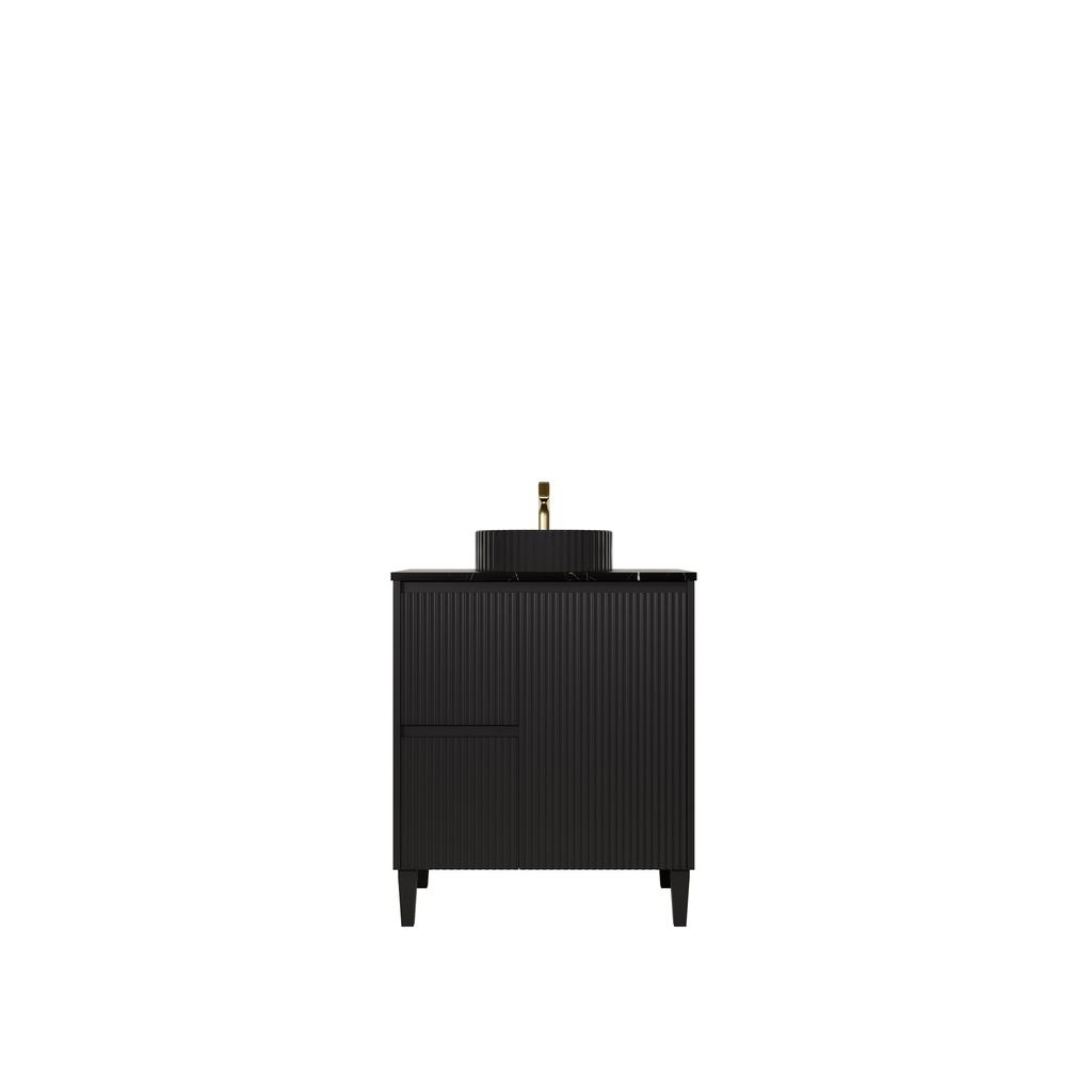 [56629] 740x455x860mm Matte Black Crete Modern Free Standing Vanity,Left Hand Drawers