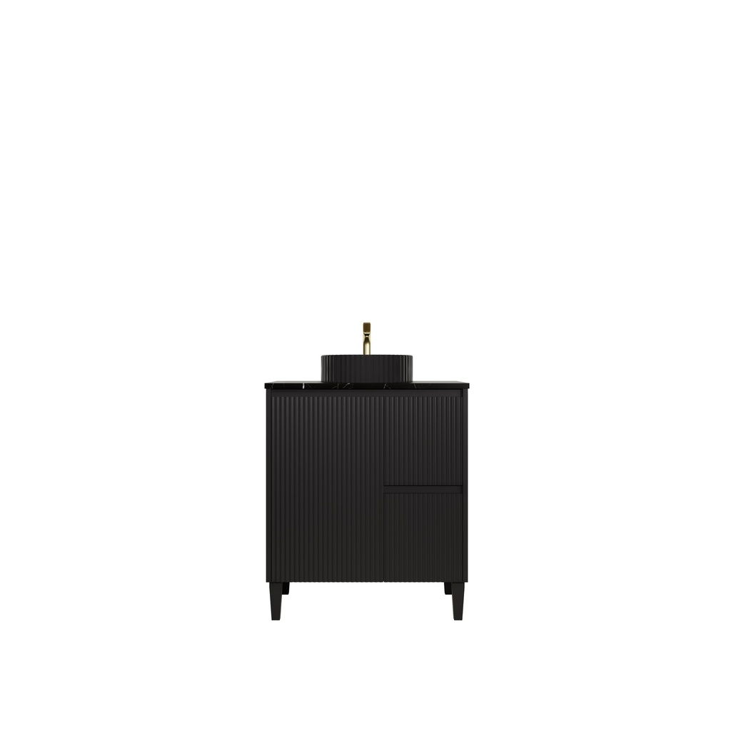 [56630] 740x455x860mm Matte Black Crete Modern Free Standing Vanity,Right Hand Drawers