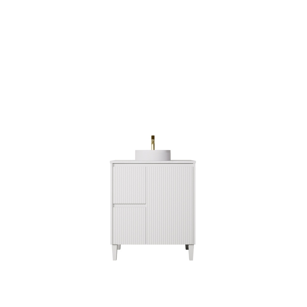 [56619] 740x455x860mm Matte White Crete Modern Free Standing Vanity,Left Hand Drawers