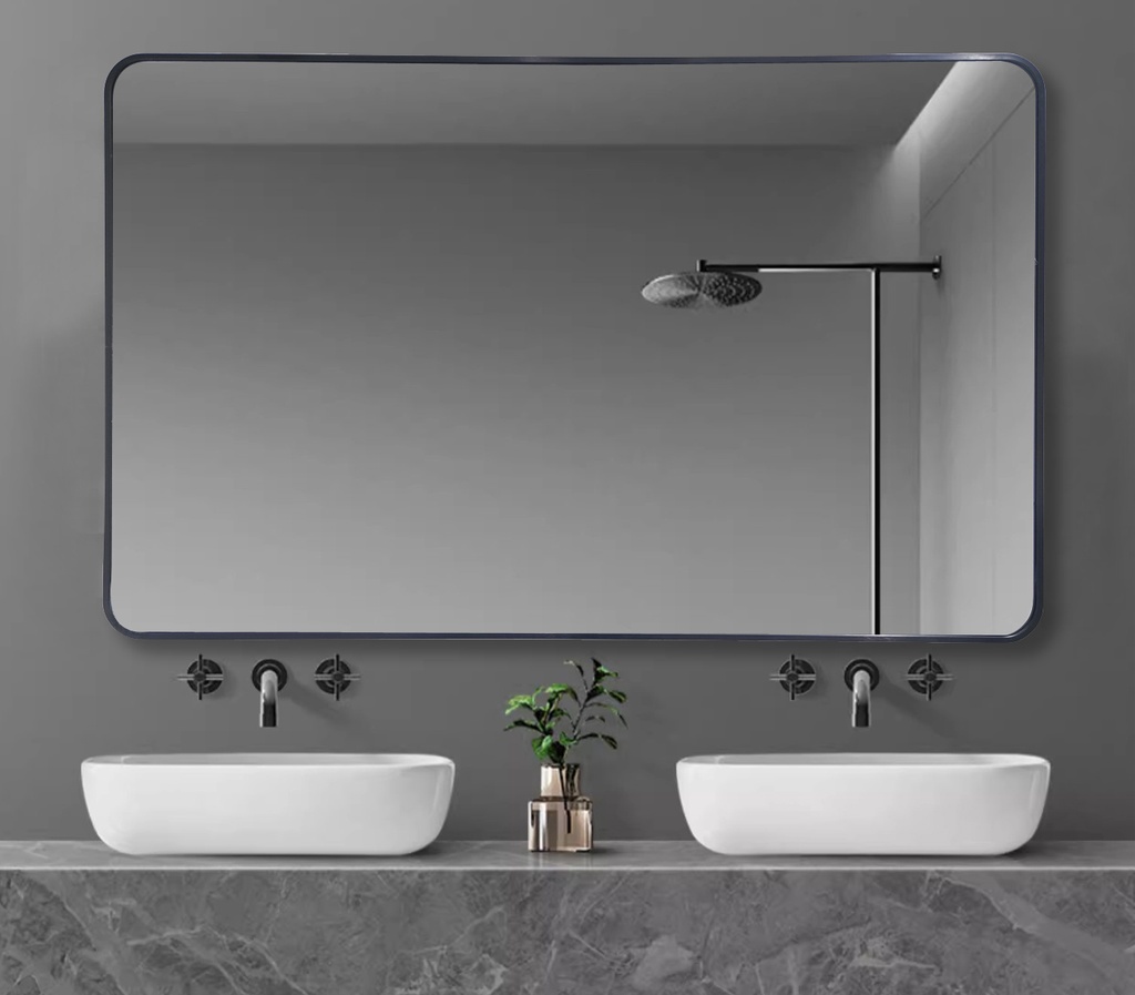 [50238] 750*1200*30mm Matt Black Aluminum Framed Rectangular Mirror