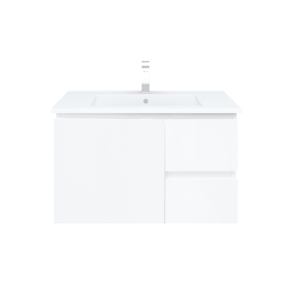 [50478] 750*450*560mm Wall Hung Gloss White Vanity  Right Drawer With Ceramic Top