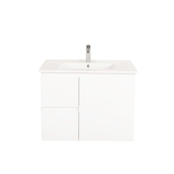 [50459] 750*450*560mm Wall Hung Gloss White Vanity Cabinet Only Two Left Drawer