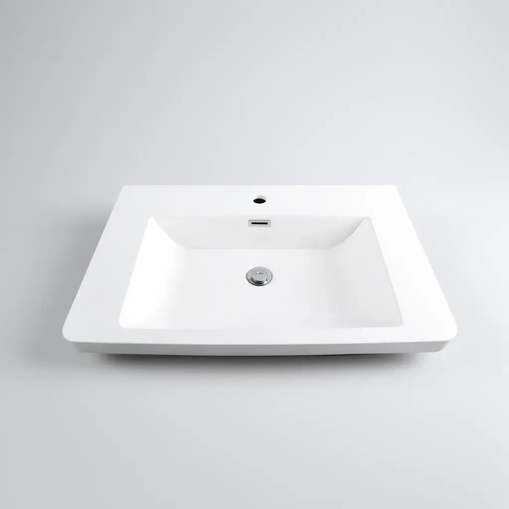 [90114/OW750PT] 750*460*165mm O Shape Basin Poly Marble Top Round Edge