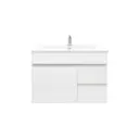750Lx500Hx350Dmm Gloss White 2PAC PVC 2R/DW 1L/DR Wall Hung Vanity