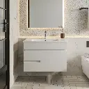 750Lx500Hx450Dmm Gloss White 2PAC MDF 2L/DW 1R/DR Wall Hung Vanity