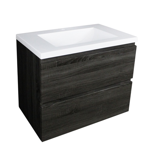 [93010/Q7546DG] 750Lx550Hx450Dmm Dark Grey MDF Board with PVC Vacuum Filmed 2/DW Wall Hung Vanity