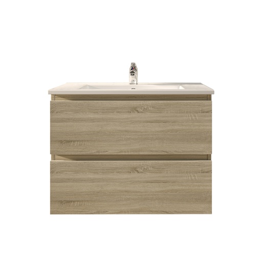 [93009/Q7546WO] 750Lx550Hx450Dmm White Oak MDF Board with PVC Vacuum Filmed 2/DW Wall Hung Vanity