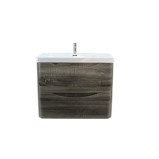 750Lx550Hx460Dmm Dark Grey MDF Board with PVC Vacuum Filmed 2/DW Curved Wall Hung Vanity