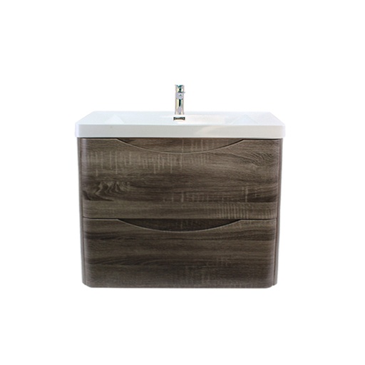 [93238/OW750DG] 750Lx550Hx460Dmm Dark Grey MDF Board with PVC Vacuum Filmed 2/DW Curved Wall Hung Vanity