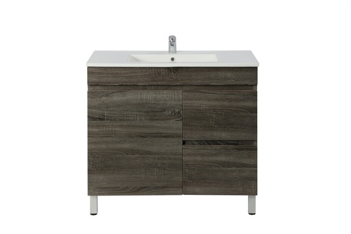 [93106/B74RL-DG] 750Lx830Hx450Dmm Dark Grey MDF Board with PVC Vacuum Filmed 2R/DW 1L/DR Freestanding Vanity