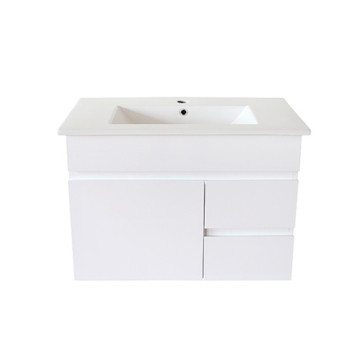[92014/PVC74WR] 750Lx830Hx450Dmm Gloss White 2PAC PVC 2R/DW 1L/DR Wall Hung Vanity