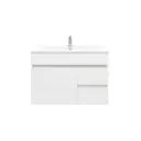 750Lx830Hx450Dmm Gloss White 2PAC PVC 2R/DW 1L/DR Wall Hung Vanity