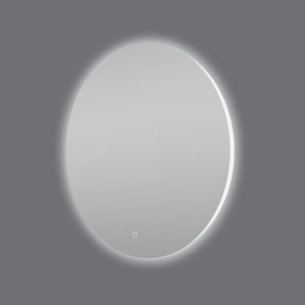 [41228] 750mm Round 3 Color Lighting Backlit Acrylic LED Mirror Touch Sensor Switch Defogger Pad Wall Mounted