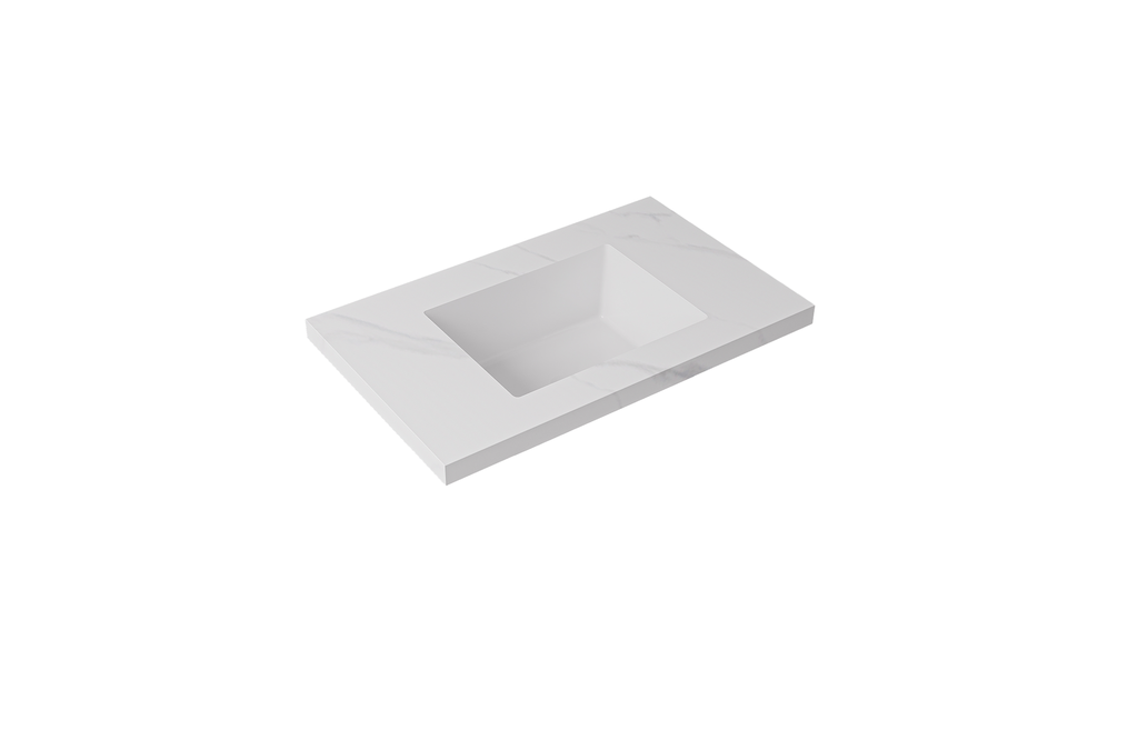 [56767] 750x460x190mm Carrara White Sintered Stone Seamlessjoined With Fine Ceramic Basin Single Bowl No Tap Hole