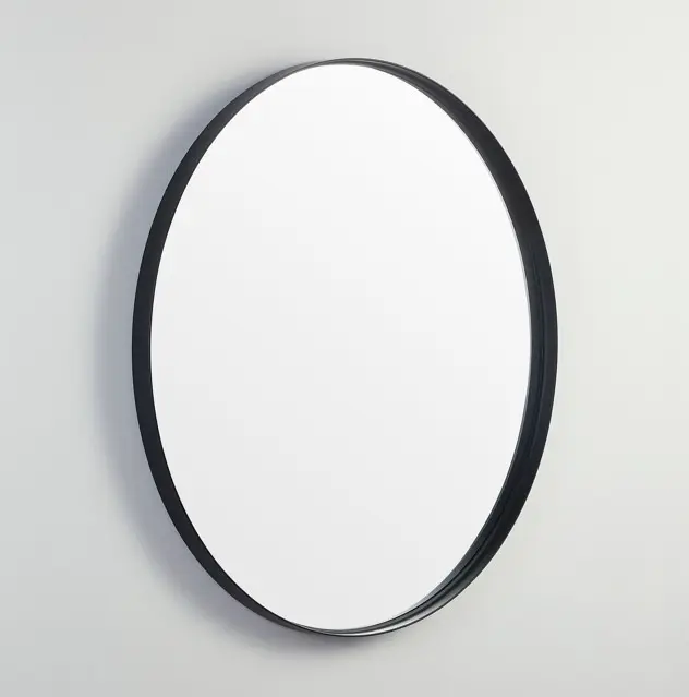 [55897] 800X800X35mm Matte Black Orbis Frame Mirror