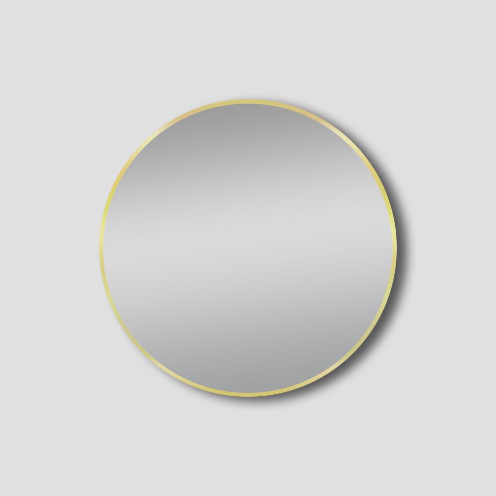 [41409] 800mm Matte Brushed Gold Aluminium Framed Round Non-Luminous Mirror