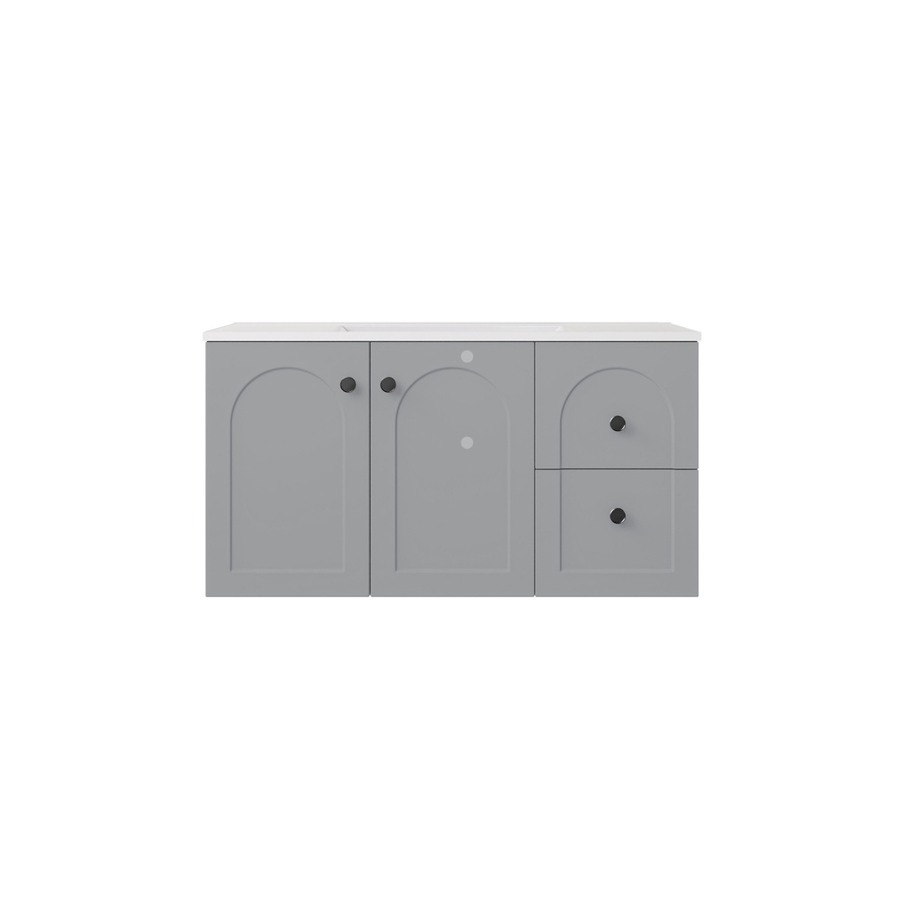[56802] 890*455*470mm Matte Grey Chester Federation Wall Hung PVC Cabinet,Right Hand Drawers