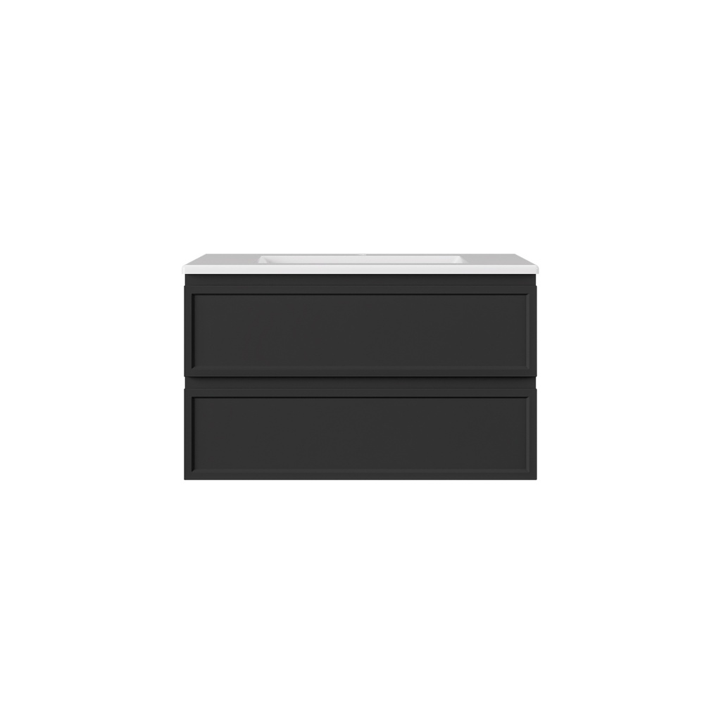 [56482] 890*455*560mm Matte Black Hamilton Federation Wall Hung PVC Cabinet Two Drawers