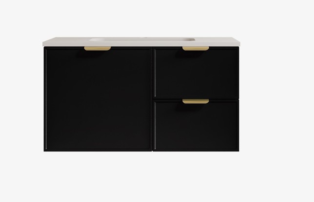 [56463] 890*455*560mm Matte Black Madura Federation Wall Hung PVC Cabinet,Right Hand Drawers