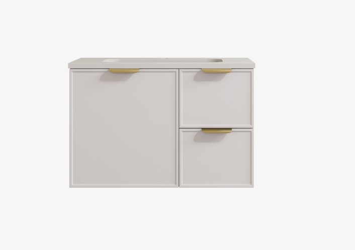 [56456] 890*455*560mm Matte White Madura Federation Wall Hung PVC Cabinet,Right Hand Drawers