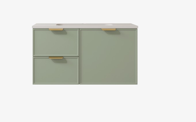 [56469] 890*455*560mm Olive Green Madura Federation Wall Hung PVC Cabinet,Left Hand Drawers