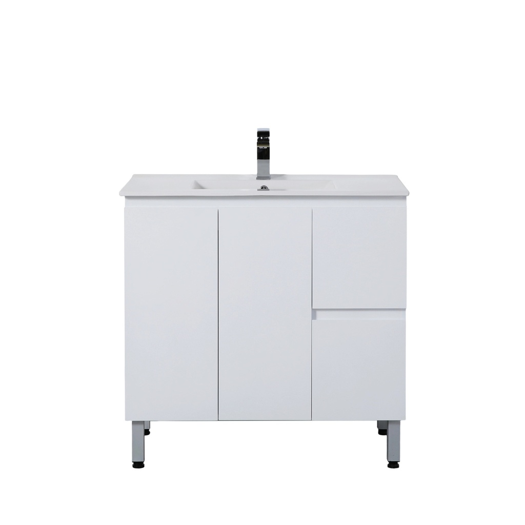 [56859] 890*455*860mm Gloss White Alpha Free Standing PVC Vanity,Right Hand Drawers