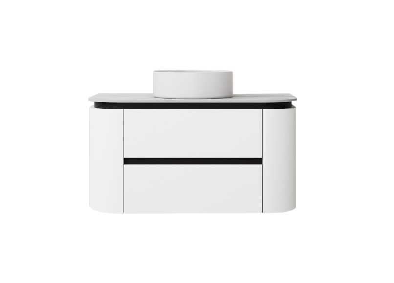 [56673] 890X455X470mm Matte Black And White Devito Modern Wall Hung Vanity PVC Cabinet