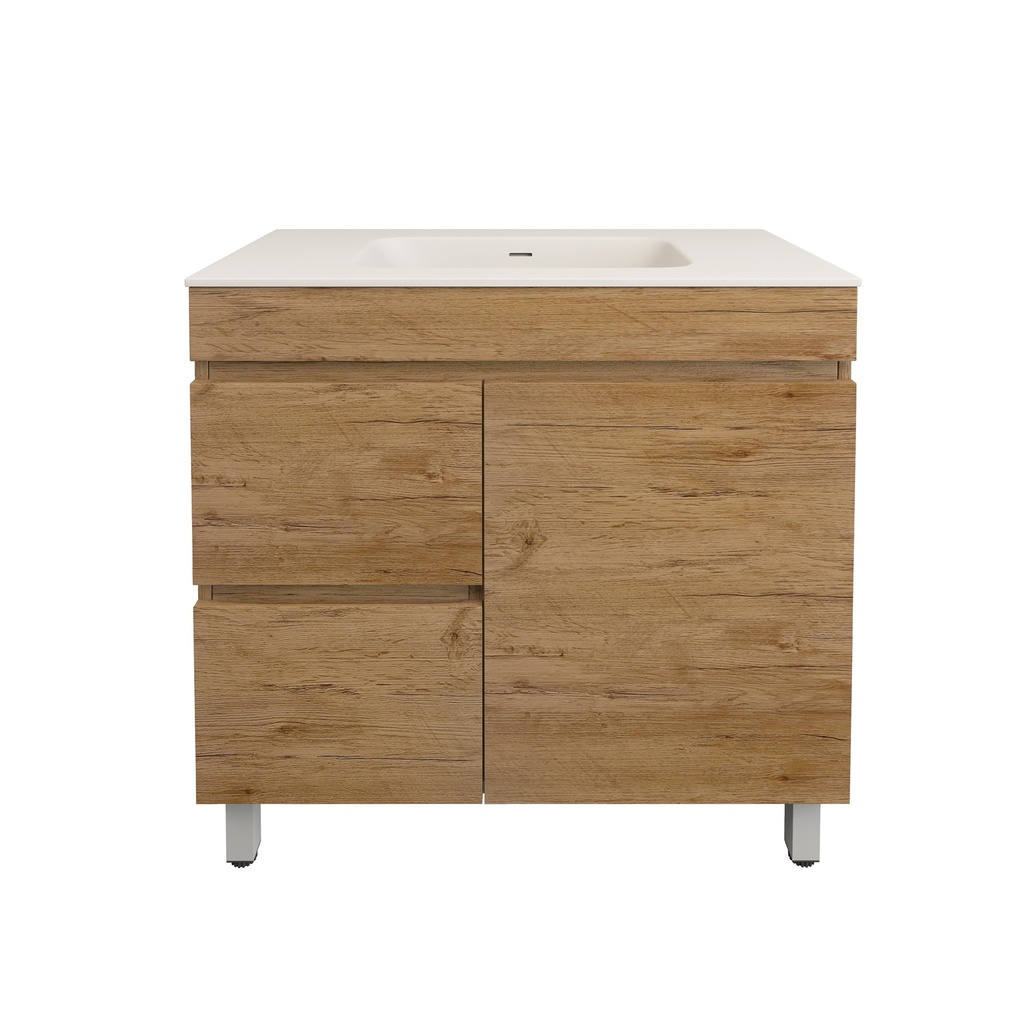 [56592] 890X455X710mm Camden Modern Free Standing Cabinet Prime Oak,Soft Closing Finger Pull Door,Left Hand Drawers