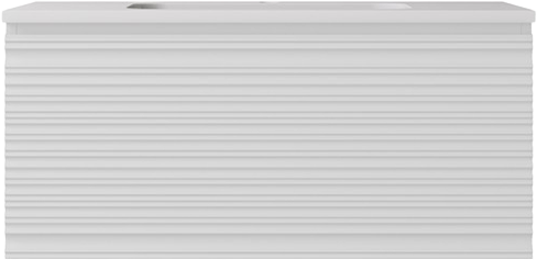 [56640] 890x455x400mm Matte White Sedona Modern Fluted Wall Hung PVC Cabinet,Left Hand Drawers