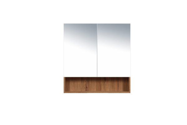 [50296] 900*150*780mm Canyon Oak Wall Hung Woodgrain Mirror Cabinet Two Doors