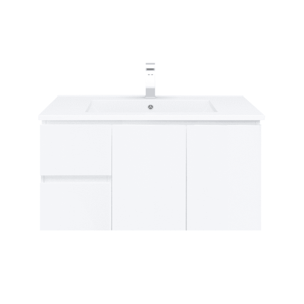 [50463] 900*350*710mm Wall Hung Gloss White Vanity Cabinet Only Left Drawer