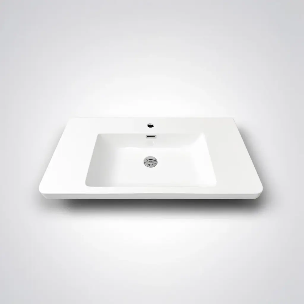 [90115/OW900PT] 900*460*165mm O Shape Basin Poly Marble Top Round Edge