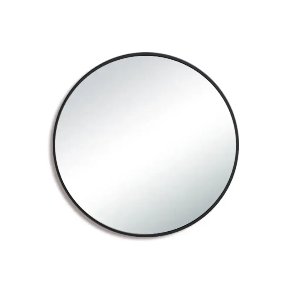 [85022/PM900MB] 900*900MM PENCIL EDGE ROUND PLAIN MIRROR MATTE BLACK FRAMED