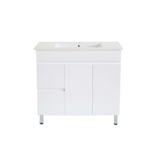 [92018/PVC94LL] 900Lx830Hx450Dmm Gloss White 2PAC PVC 2L/DW 2R/DR Freestanding Vanity