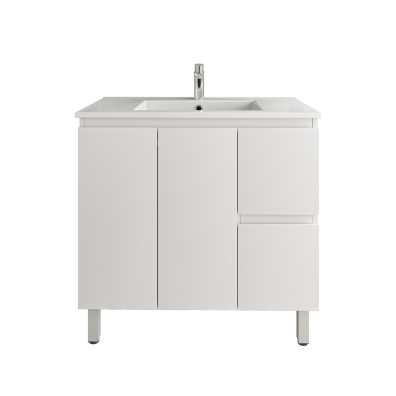 [92102/APVC94LR] 900Lx830Hx450Dmm Gloss White 2PAC PVC 2R/DW 2L/DR Freestanding Vanity