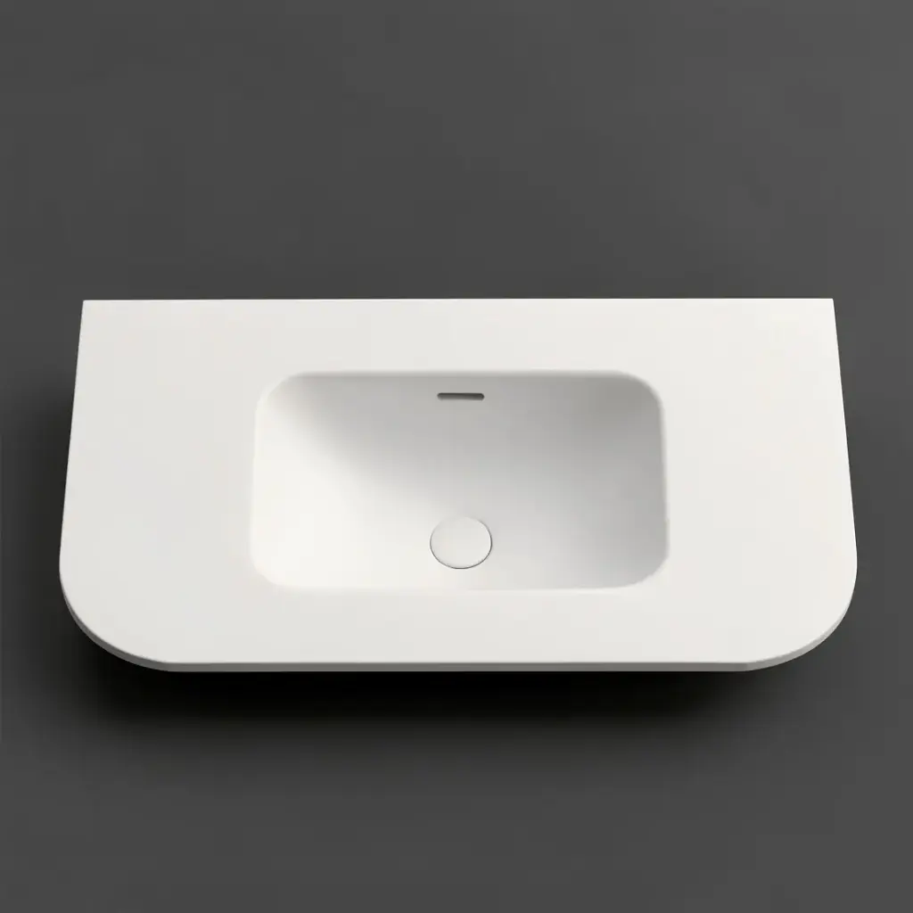[56087] 905X505X140 Matte White Aruro Solid Surface Stone Basin
