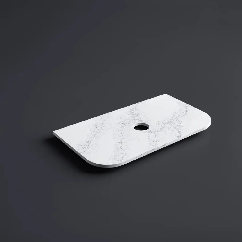 [56373] 905X505X20mm Calacatta White (WG486) Zero Silica Engineer Curve Stone Top