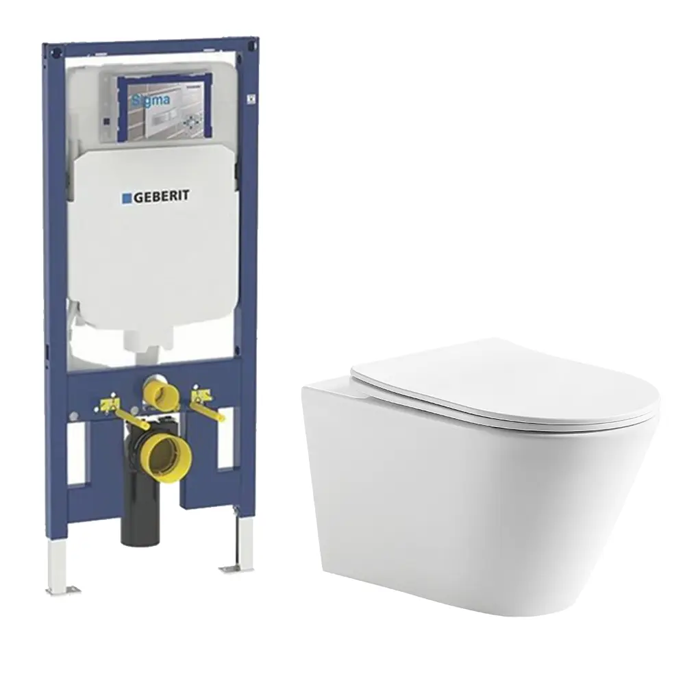 [56176] Agena Geberit Inwall Wall Hung Toilet Suite Agena Tonardo Rimless Flush Wall-Hung Pan