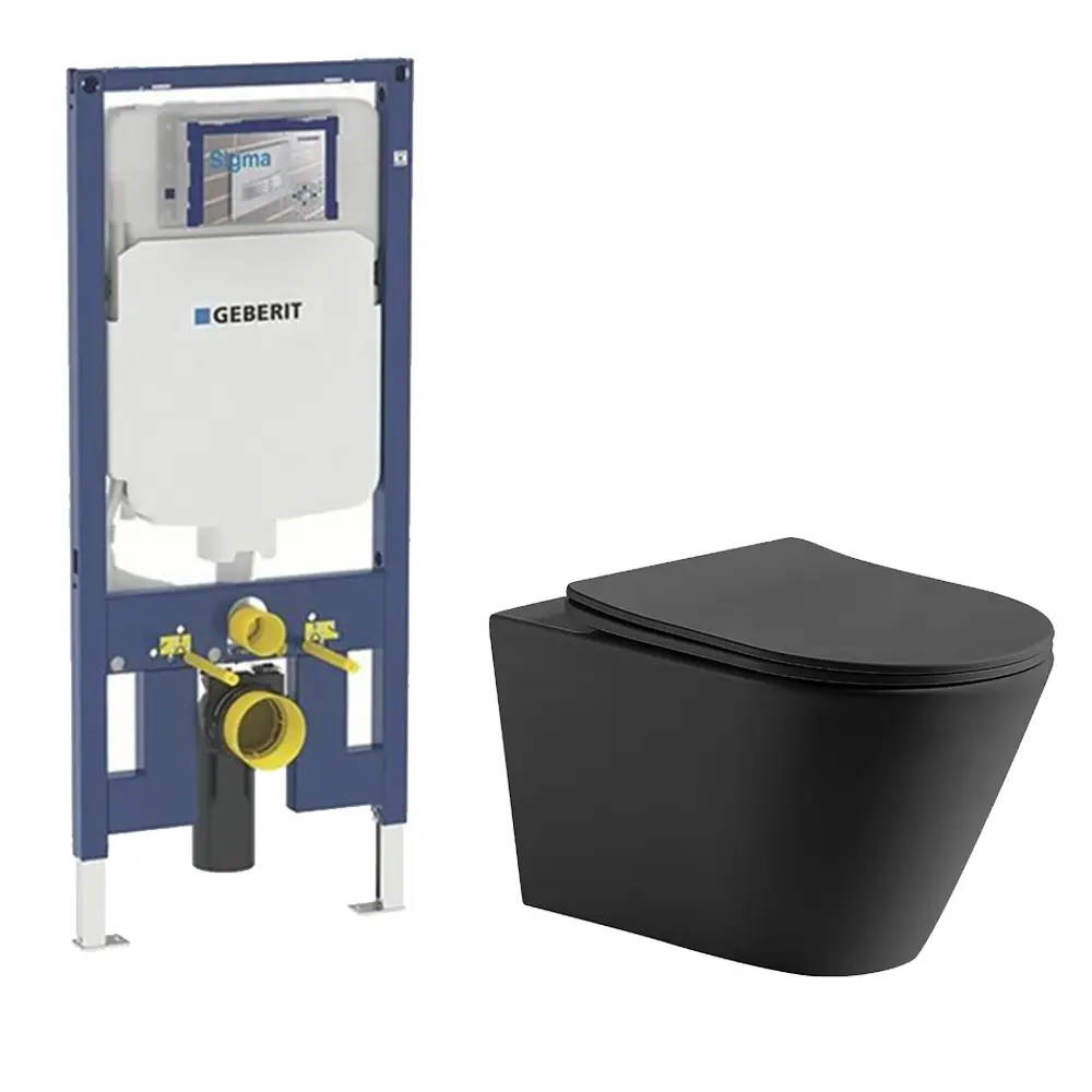 [56178] Agena Geberit Inwall Wall Hung Toilet Suite Agena Tonardo Rimless Flush Wall-Hung Pan