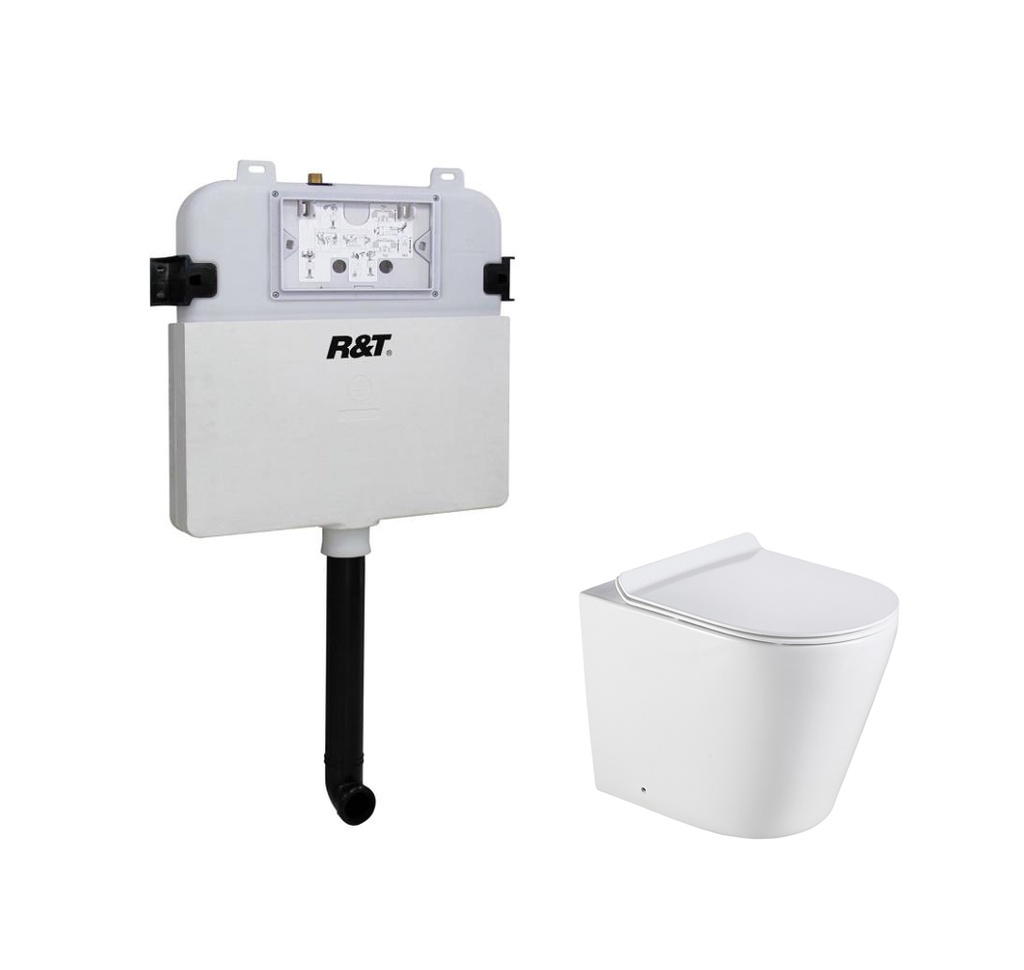 [56203] Agena R&T Inwall Floor Toilet Suite Pan:Gloss White Rimless Floor Pan